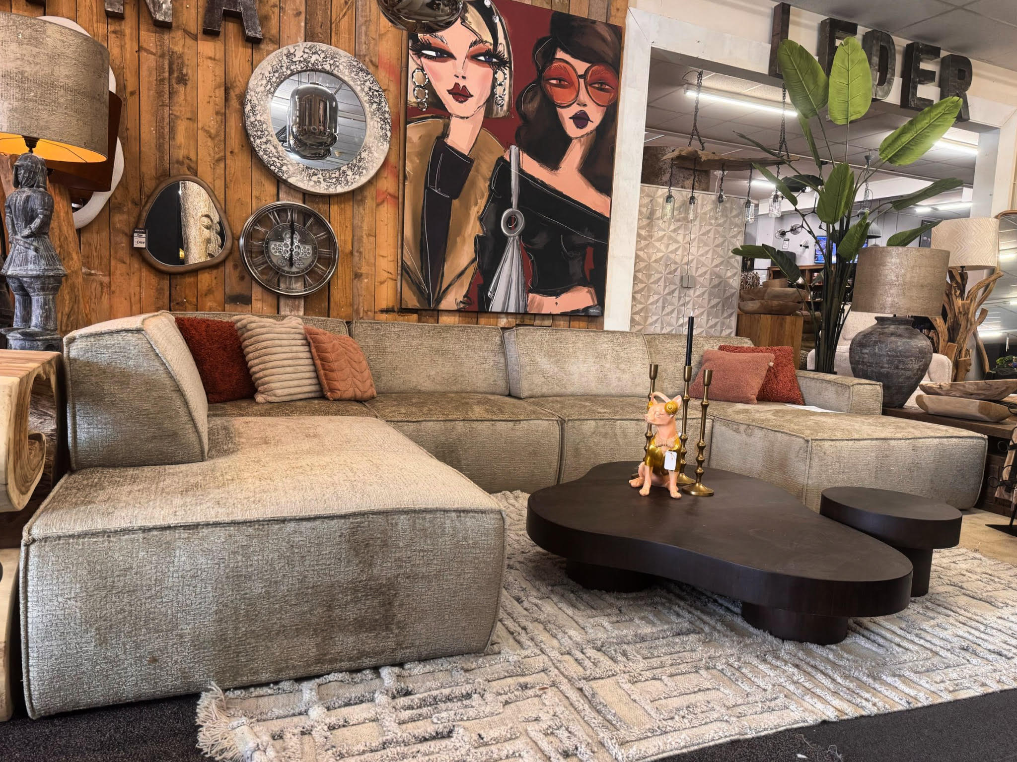 Stylish living room with elegant sofa and decor